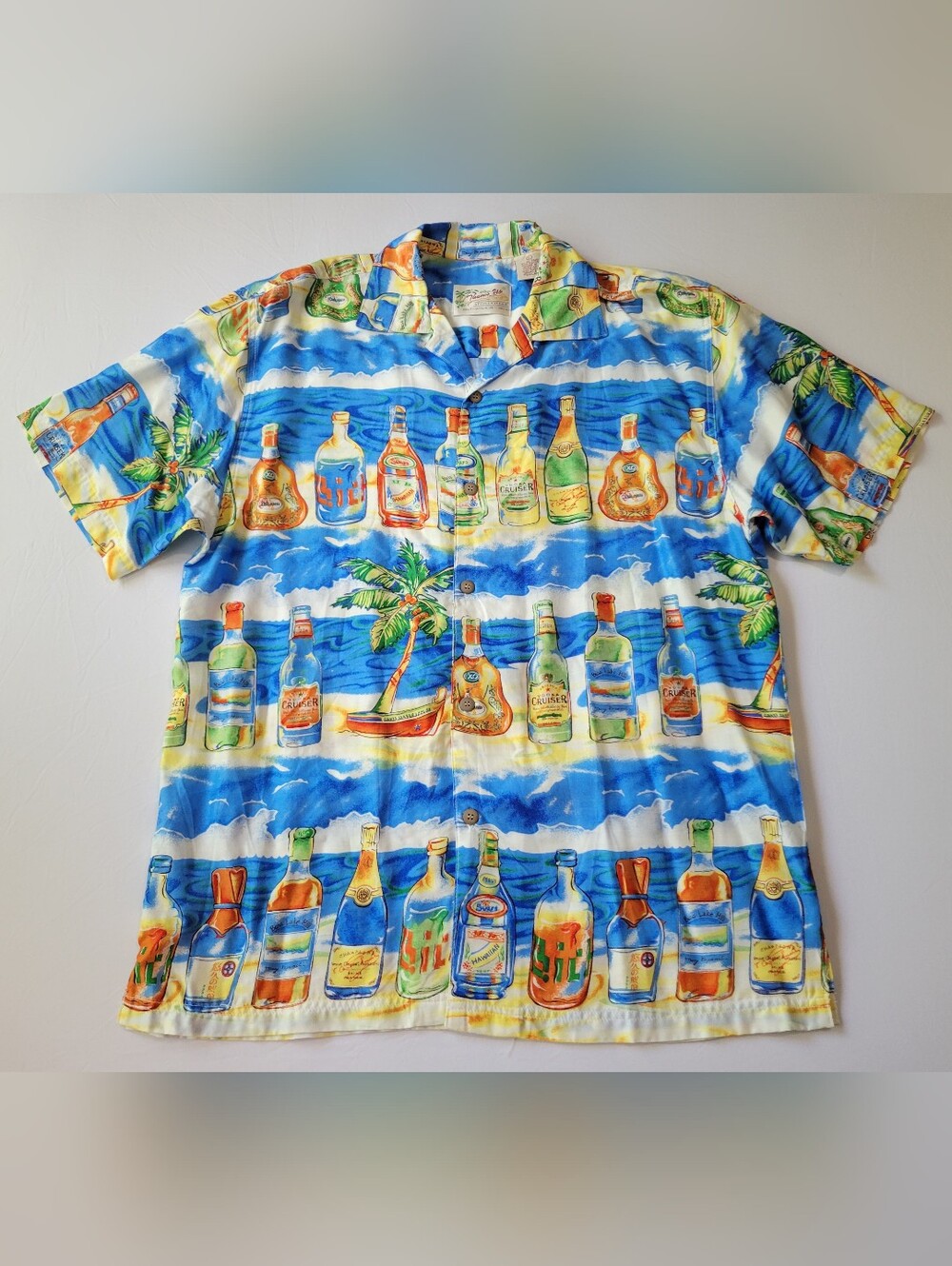 Vintage Hawaiian Alcohol-Themed Button Shirt